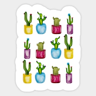 Vibrant Cactus Watercolor Pattern Sticker